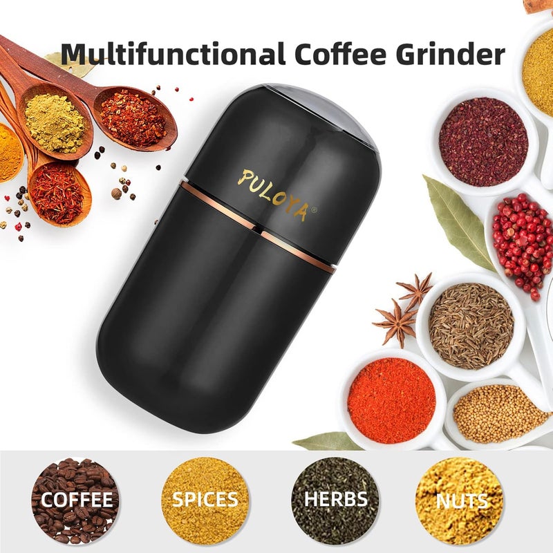 puloya Coffee Grinder Electric for Beans, Spices, Herbs, Grains and Nuts, Stainless Steel Blades, 2.8 oz, Black - Image 3